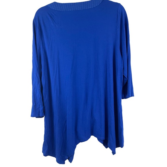 Adrianna Papell 2X Women Blue Blouse Top Plus Size Asymmetrical Hem Elastane - Picture 5 of 6